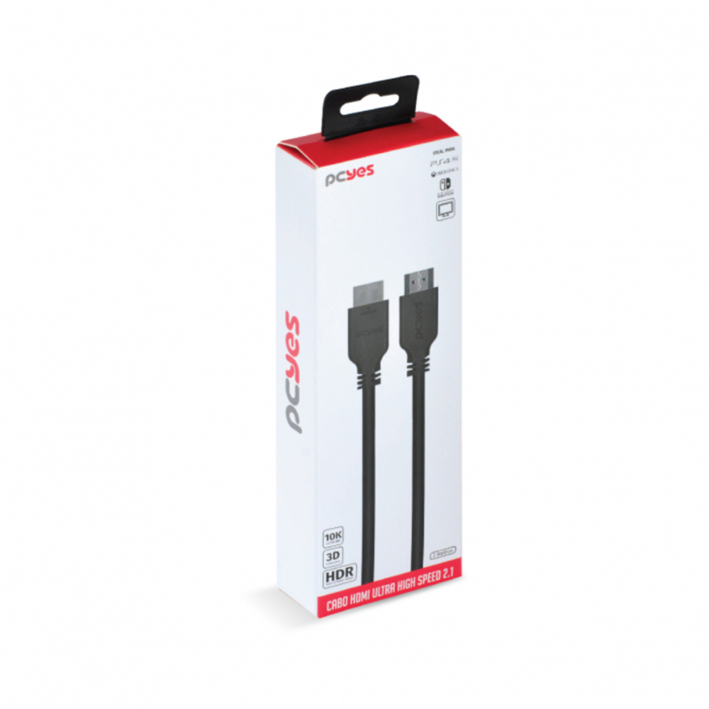 Cabo HDMI 2.1 4K 120Hz 8K 60Hz - 2 Metros Certificado 28AWG Cobre