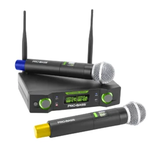 Microfone uhf sem fio duplo de mão - UF224 Compacto e robusto